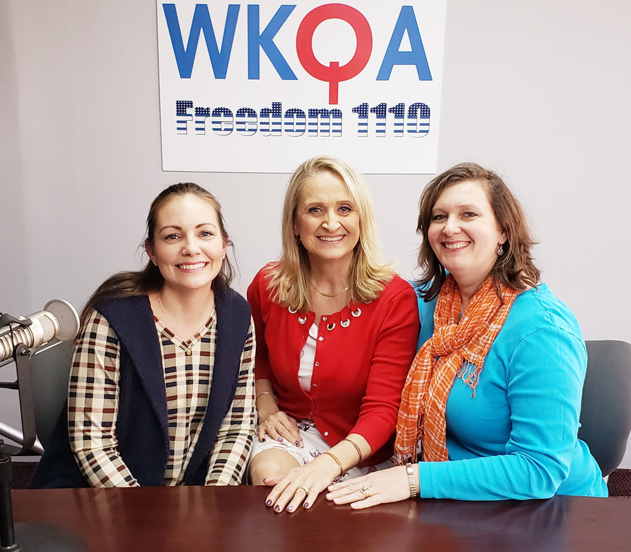 Jessica Kohan and Claudia Schrock sit to the right and left of Dr. Bacon after another very engaging conversation in the WKQA studios.