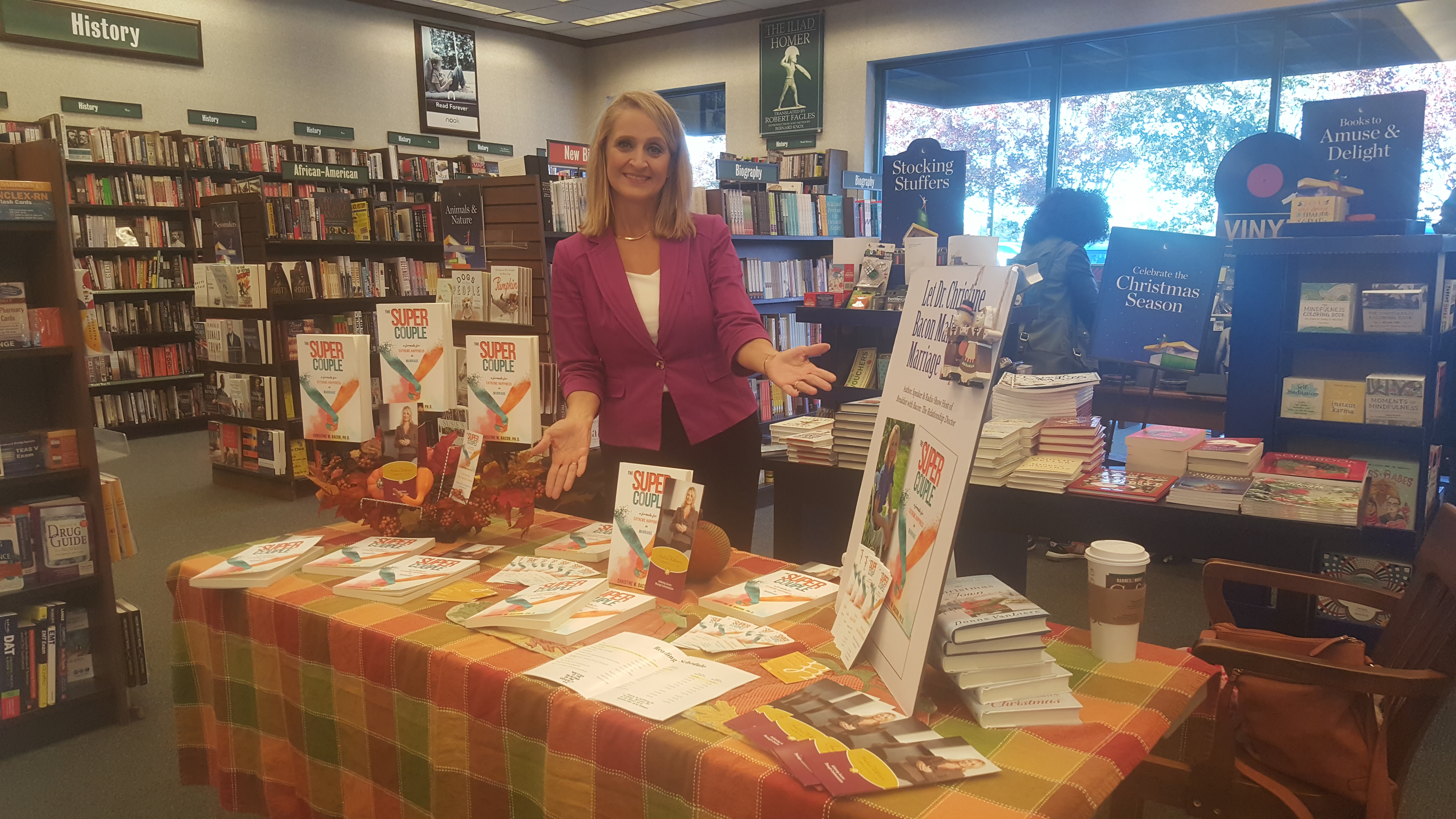 Author Dr. Christine Bacon booksigning for The Super Couple