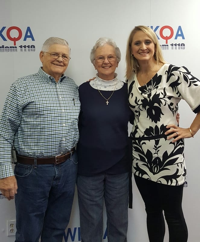 Guests Jerry and Carol Miller with Dr. Christine Bacon after having shared his testimony with BWB listeners.