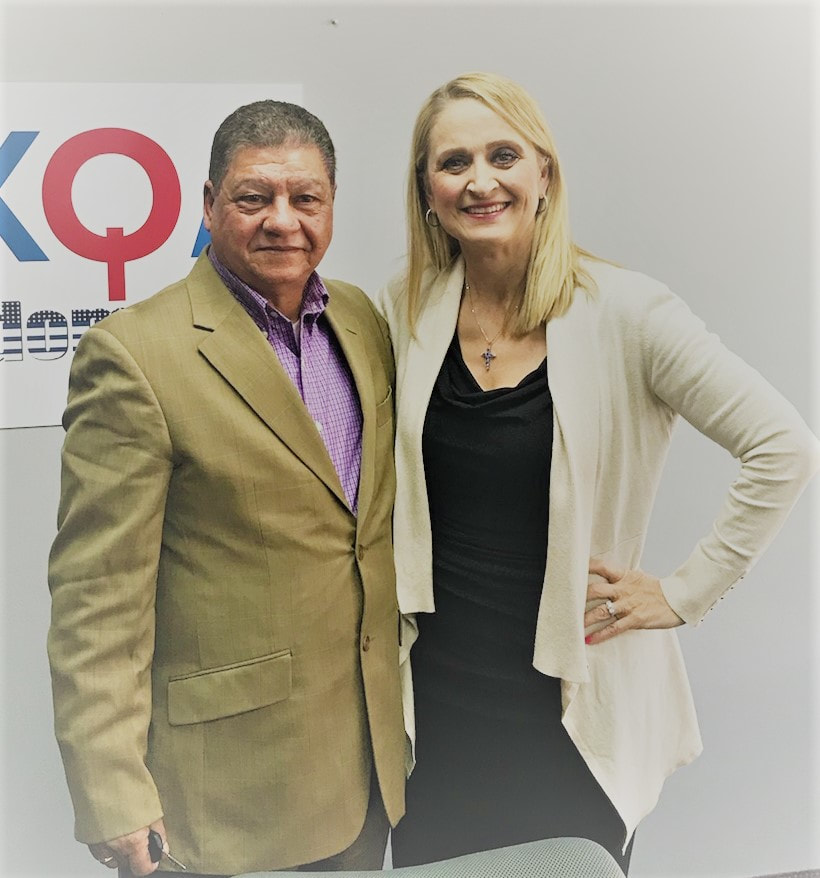 Host Christine Bacon with guest Newberry Hearne in the Breakfast with Bacon studios in Hampton Roads, Virginia.