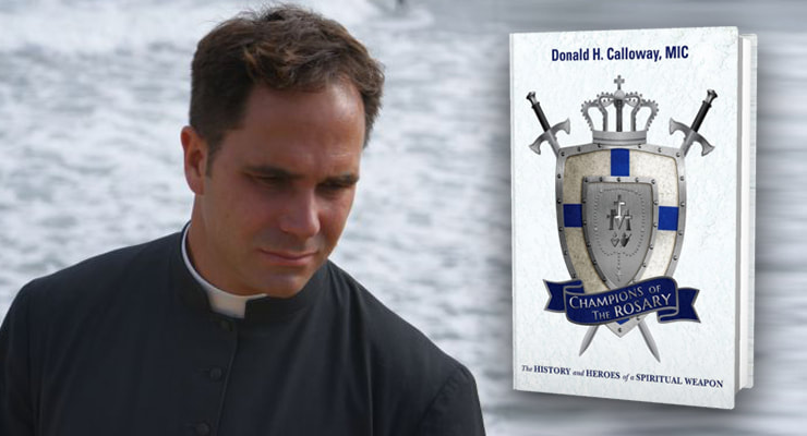 Image of Fr. Calloway and the cover of his newest book 