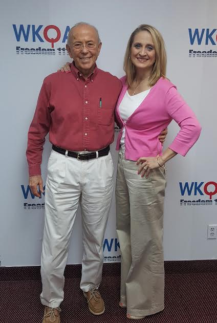 Host Christine Bacon Ph.D with Bob Creekmore in the WKQA Studio in Norfolk, Virginia.
